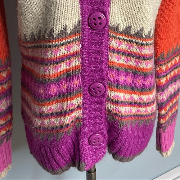 Sigrid Olsen Silk-Mohair Blend Fair Isle Cardigan Sweater - Picture 3 of 7